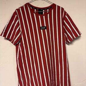 HUF Red and White Striped Men's Shirt